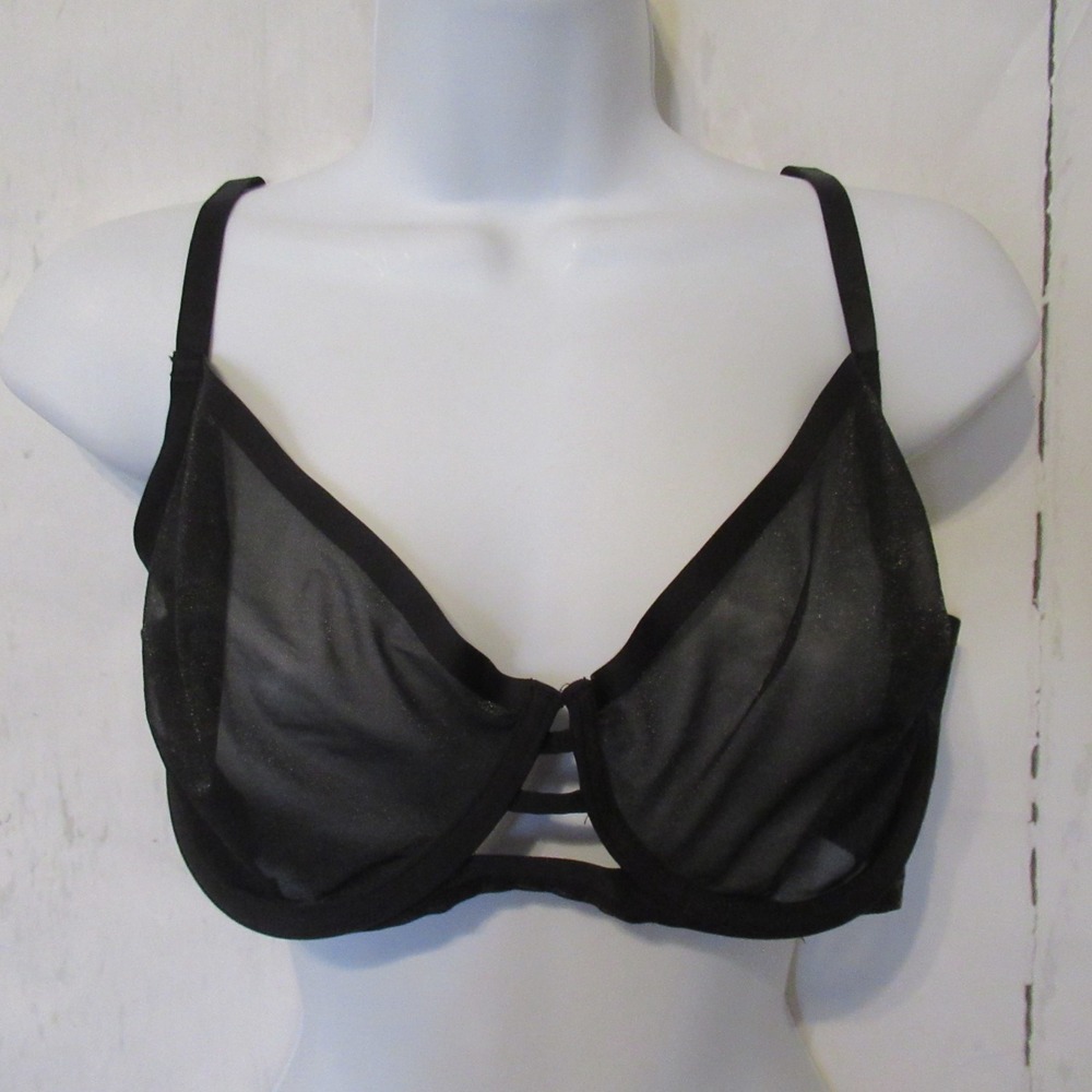 Tell Tale‎ Bra 38DD Black Sheer Demi Underwire Back Closure